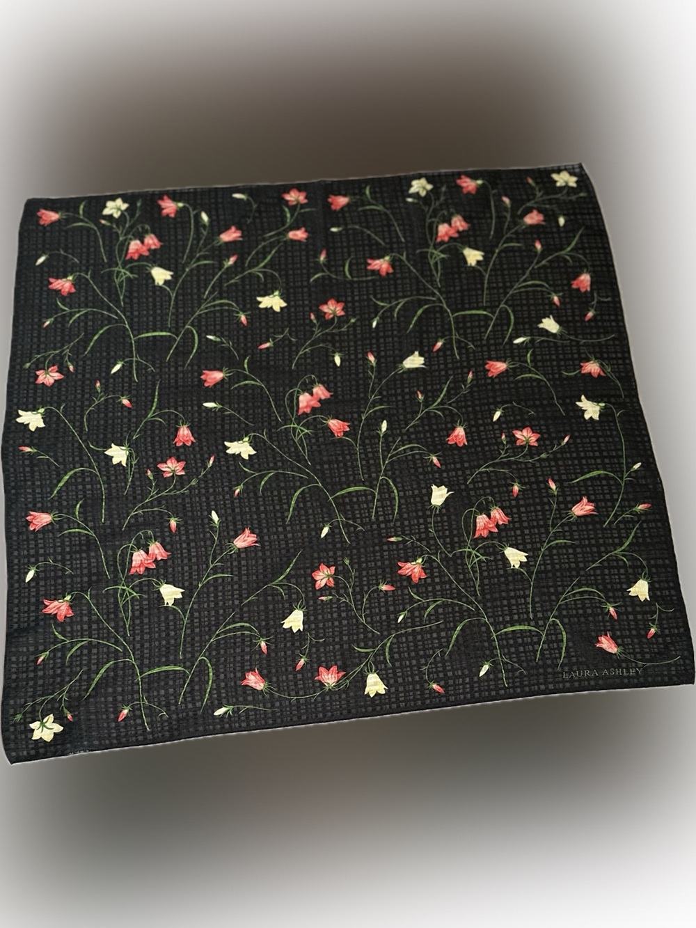 VTG 1990s Laura Ashley 100% Silk Floral Square Scarf Goth Cottagecore Burnout